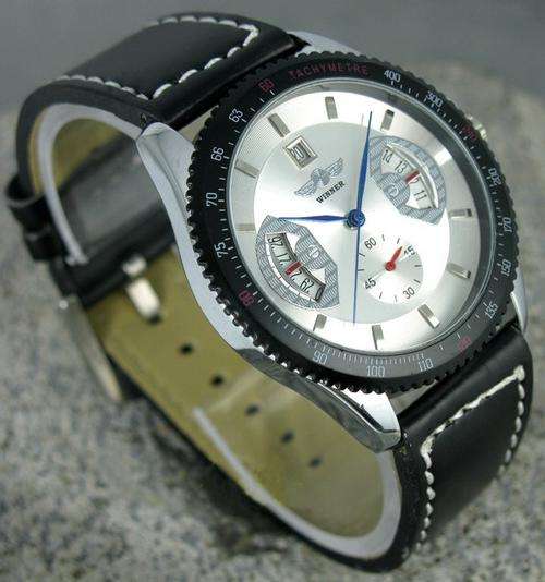 NEW WINNER MILITARY ARMY STYLE SILVER AUTOMATIC MENS WATCH