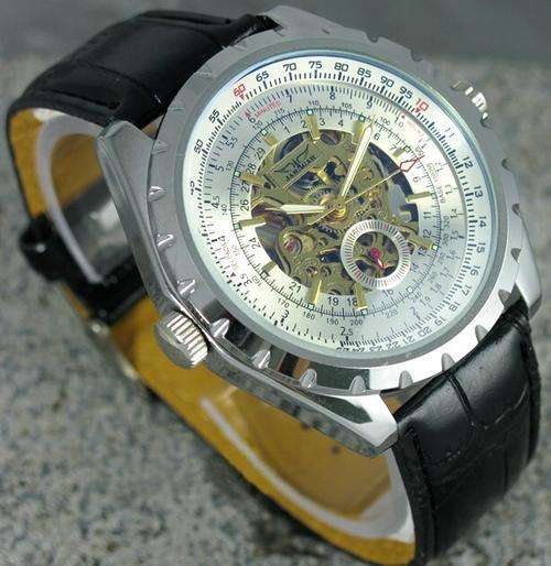 NEW JARAGAR DELUXE SILVER SKELETON AUTOMATIC MENS WATCH