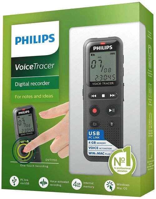 Philips DVT1150 Voice Tracer Audio Recorder Notes Recording 4 GB - 1.3" LCD NEW