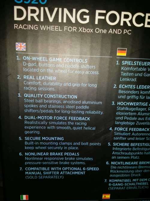 Logitech G920 Driving Force Racing Wheel / Works with XBOX one and PC / Dual-Motor Force / Easy-Acce