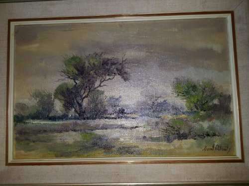 Original Oils on Board.Gerrit Pitout Stunning Oils- Bushveld Scene-Framed