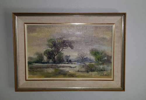 Original Oils on Board.Gerrit Pitout Stunning Oils- Bushveld Scene-Framed