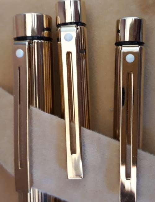 c1976- Sheaffer Targa 1005 -14K Gold nib Set-Fountain pen,clutch pencil & Ballpoint