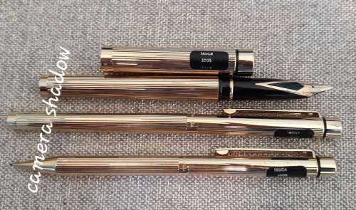 c1976- Sheaffer Targa 1005 -14K Gold nib Set-Fountain pen,clutch pencil & Ballpoint