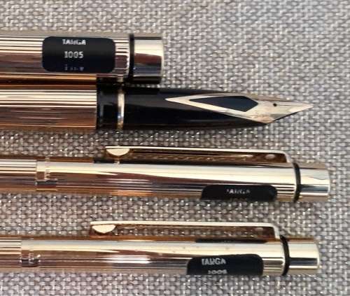 c1976- Sheaffer Targa 1005 -14K Gold nib Set-Fountain pen,clutch pencil & Ballpoint