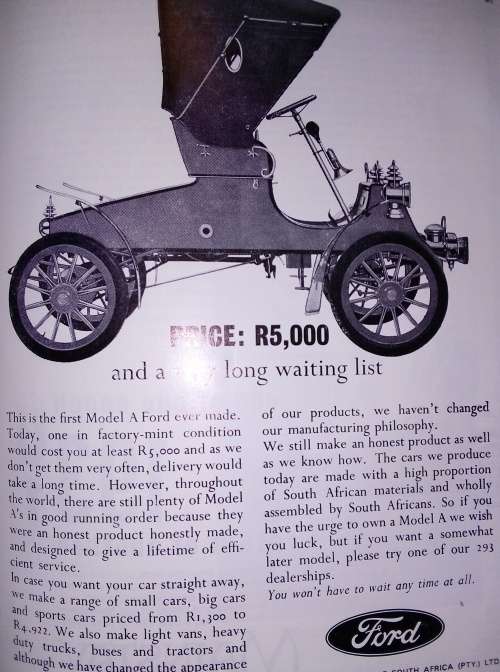 Souvenir Programme : 8th International Veteran and Vintage Car Rally - Cape Town to Durban 1968 RARE