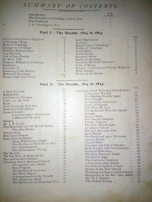 Uitenhage Past and Present : Souvenir of the Centenary 1804 - 1904 (publ. 1904)
