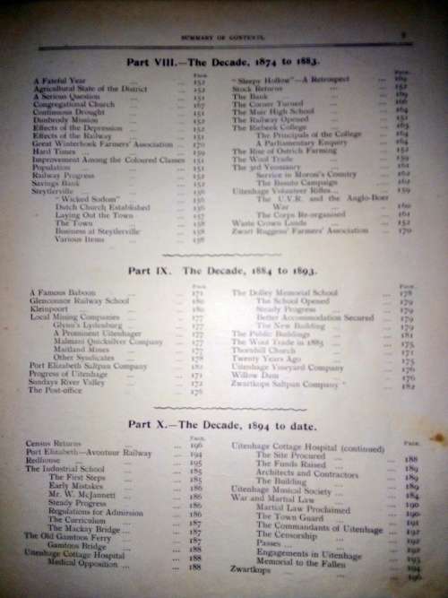 Uitenhage Past and Present : Souvenir of the Centenary 1804 - 1904 (publ. 1904)