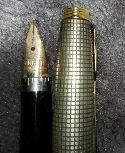 Parker 75 Sterling Silver Cisele Fountain Pen & Ballpoint Pen Set-Circ 1965-1973