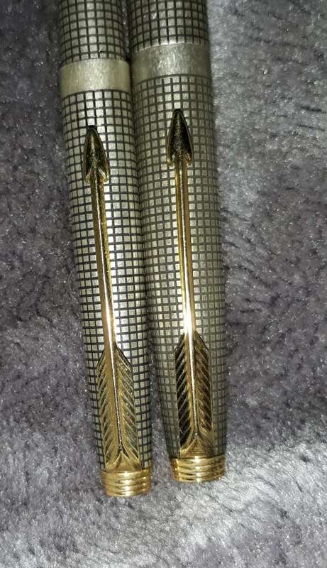 Parker 75 Sterling Silver Cisele Fountain Pen & Ballpoint Pen Set-Circ 1965-1973