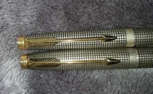 Parker 75 Sterling Silver Cisele Fountain Pen & Ballpoint Pen Set-Circ 1965-1973