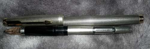 Parker 75 Sterling Silver Cisele Fountain Pen & Ballpoint Pen Set-Circ 1965-1973