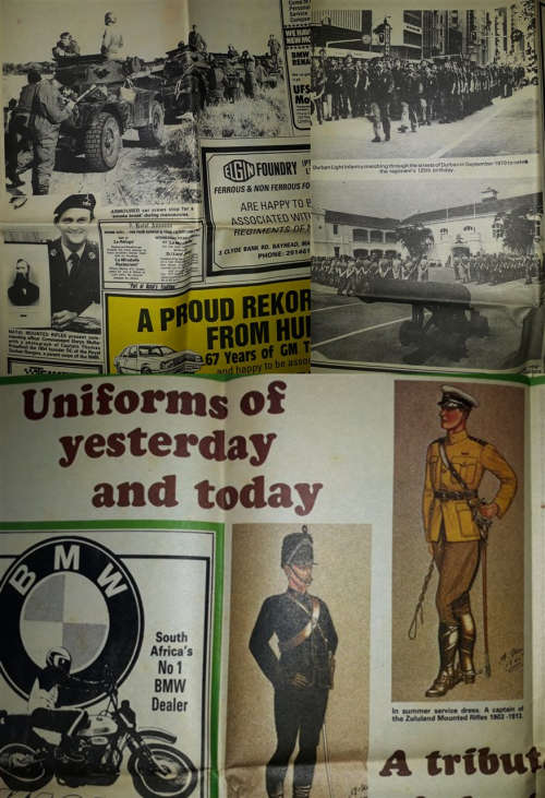 Natal Mounted Rifles History and Natal Regiments Mercury Supplement 1982 +