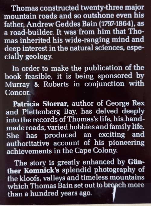 A Colossus of Roads. Thomas Bain (1984) **First Edition**