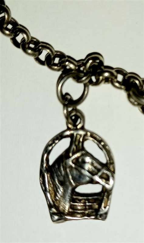 Vintage Sterling Silver 925 Belcher chain Charm Bracelet with 5 SS Charms