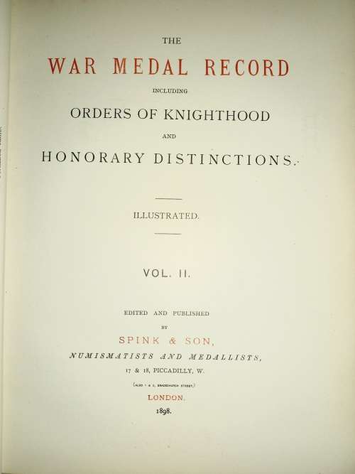The War Medal Record ( Including Orders of Knighthood )Very Scarce