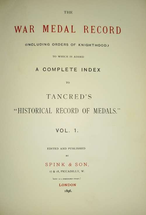 The War Medal Record ( Including Orders of Knighthood )Very Scarce