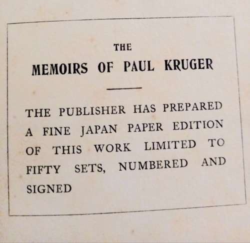 The Memoirs of Paul Kruger: Four Times President of the South African Republic, Told By Himself