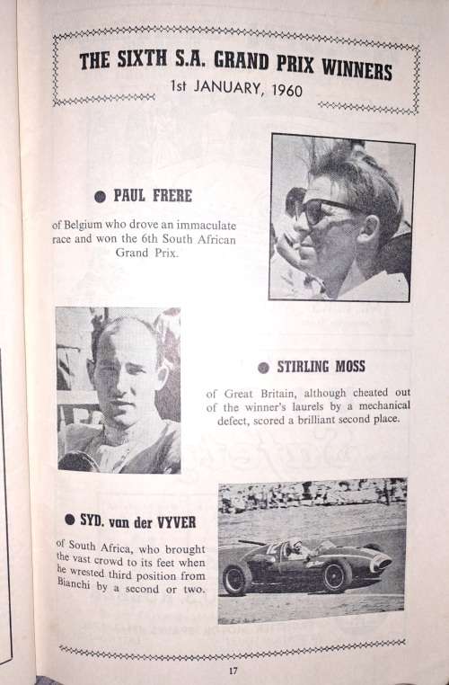 7th R.A.C. International South African Grand Prix, East London, 27th December, 1960. Official Progra