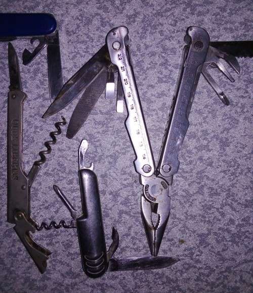 Pen Knives 14 plus Kraft Tool plus Panga Leather sheathes.