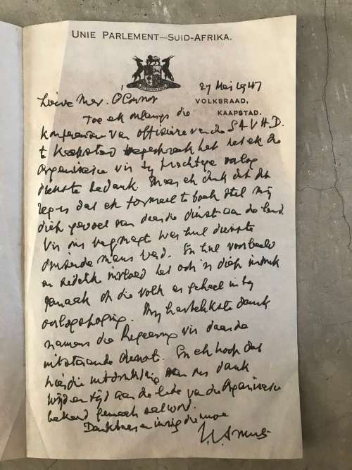 Rare Letter signed by Jan Smuts