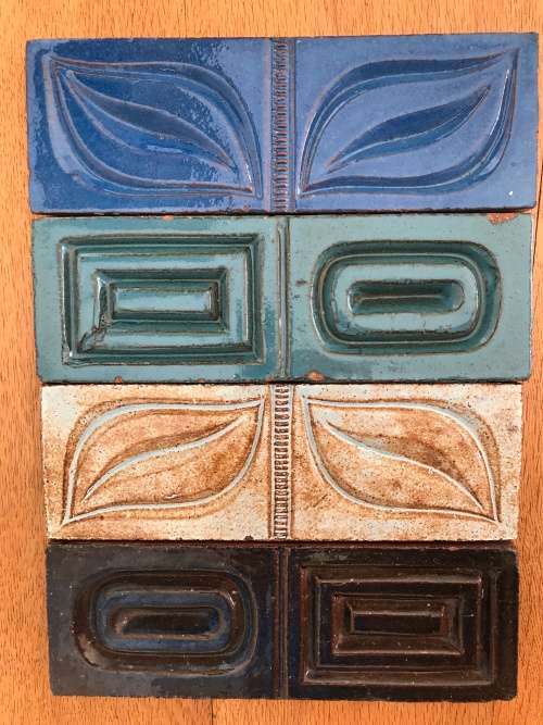 Retro Mid Century unused glazed clay tiles