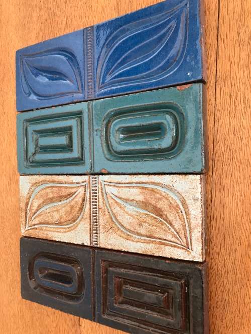 Retro Mid Century unused glazed clay tiles