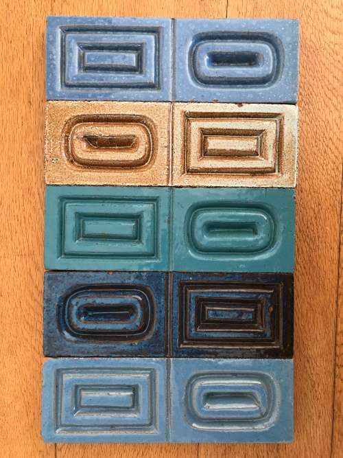 Retro Mid Century unused glazed clay tiles