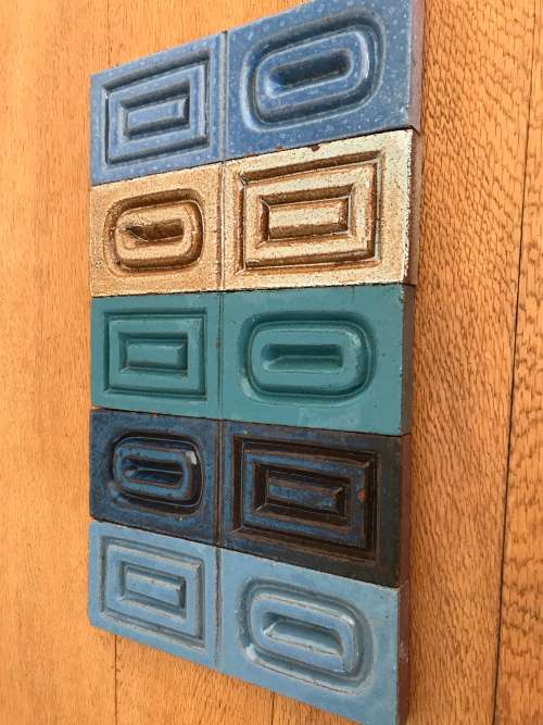 Retro Mid Century unused glazed clay tiles