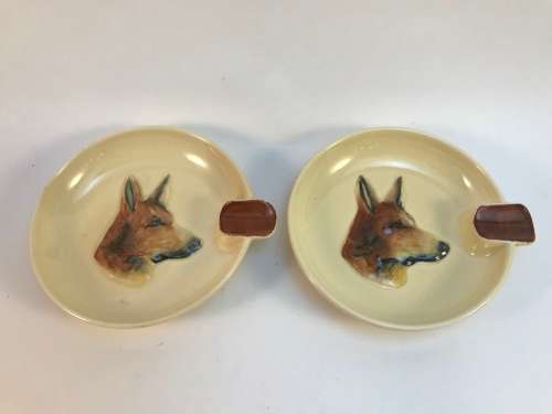Carlton Ware Pair of German Shepherd Ashtrays