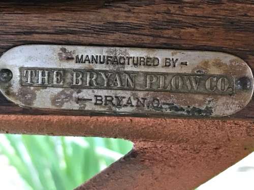 Rare Table by Bryan Plow Co Ohio USA