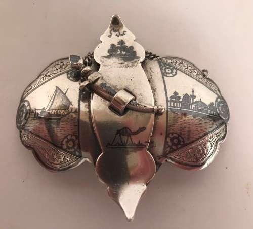 Vintage silver Niello Iraqi Belt Brooch/buckle with dagger clasp