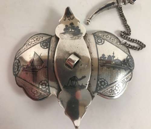 Vintage silver Niello Iraqi Belt Brooch/buckle with dagger clasp