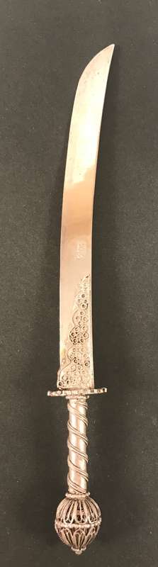 Antique Judaica silver Bezalel letter opener