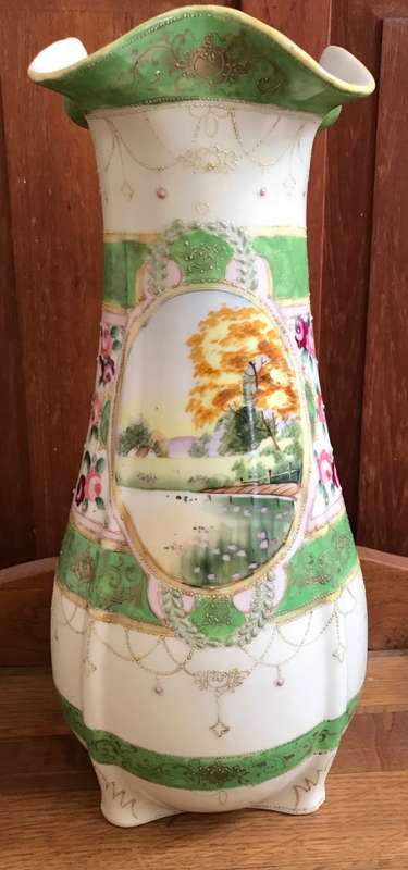 Antique Kinjo China Hand Painted Nippon Vase Japanese