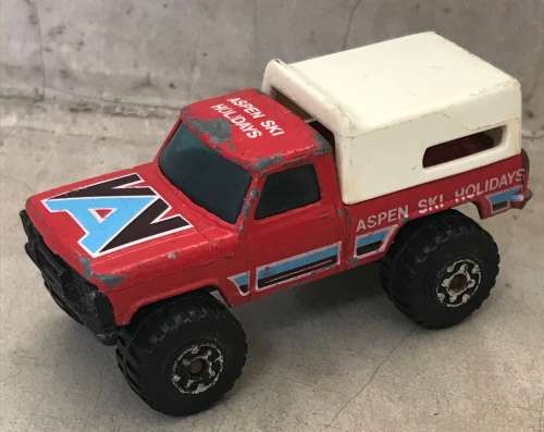Vintage 1981 Matchbox Mini Pickup Truck Red Aspen Ski Holiday