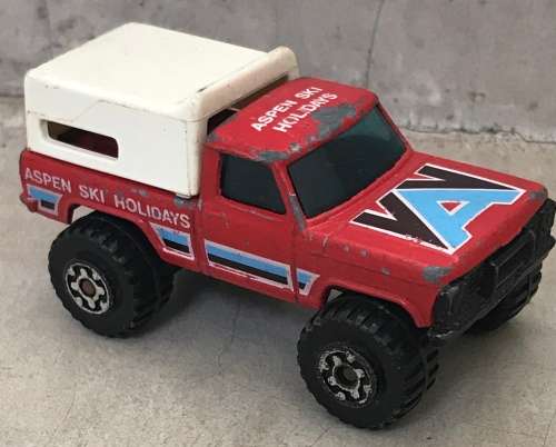 Vintage 1981 Matchbox Mini Pickup Truck Red Aspen Ski Holiday
