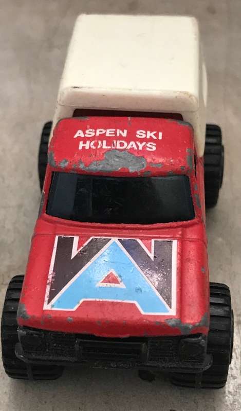 Vintage 1981 Matchbox Mini Pickup Truck Red Aspen Ski Holiday