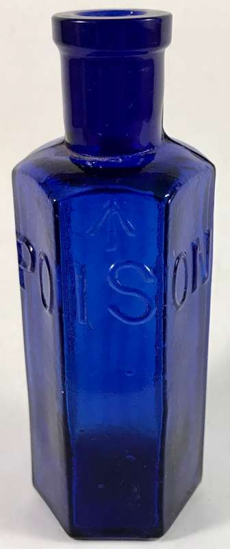 Cobalt Blue Hexagonal Poison Bottle