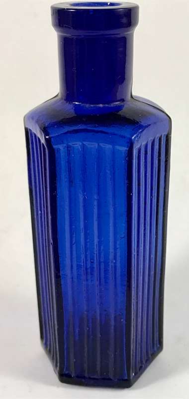Cobalt Blue Hexagonal Poison Bottle