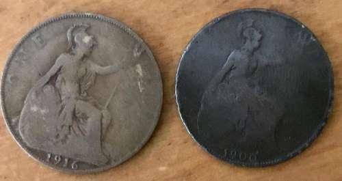 1900 One Penny and 1917 One Penny