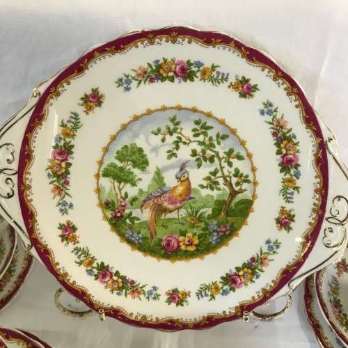 Royal Albert Chelsea Bird 6 trios,milk jug and cake plate.