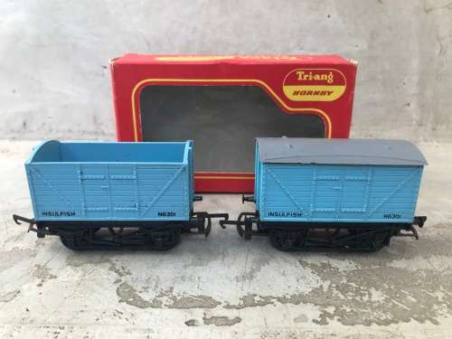 Triang Hornby R14 Fish Van - Blue / Grey Insulfish N6301 - Boxed plus extra Van