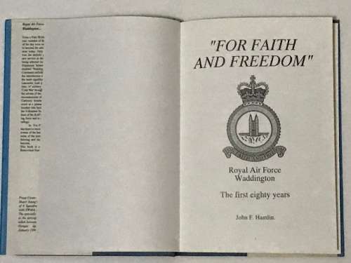 FOR FAITH AND FREEDOM ROYAL AIR FORCE WADDINGTON