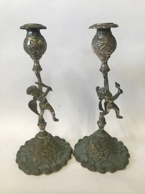 Antique Console Set with Cherubs