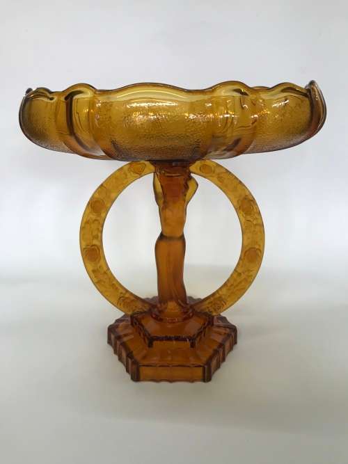 Art Deco Amber Glass Bowl/Candlestick