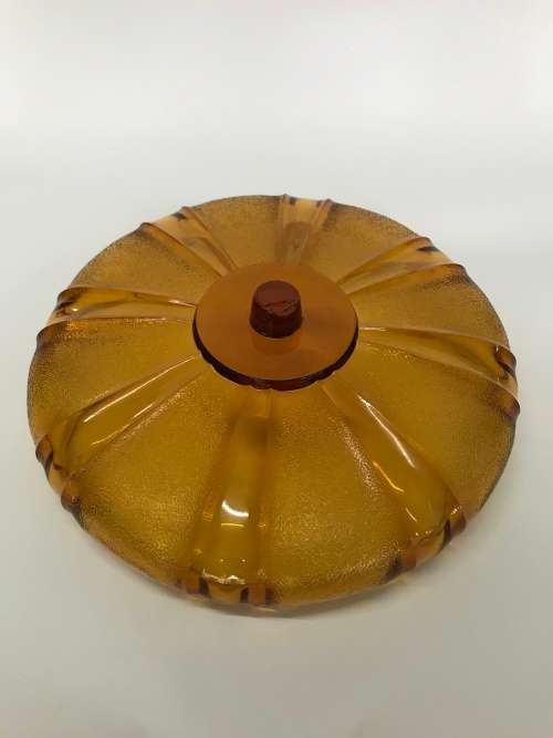 Art Deco Amber Glass Bowl/Candlestick