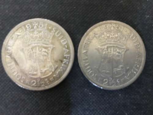 South Africa Union Half Crowns(2) 1951