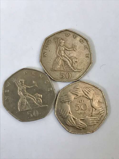 GREAT BRITAIN COIN 50 PENCE 1969,1973&1977