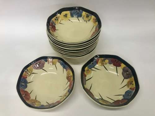 Royal Doulton Pansy Pattern Desert Bowls Set 11